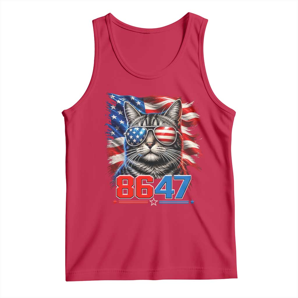 Cool 8647 Patriotic Cat Tank Top American Flag Sunglasses Tabby Cat Political Satire