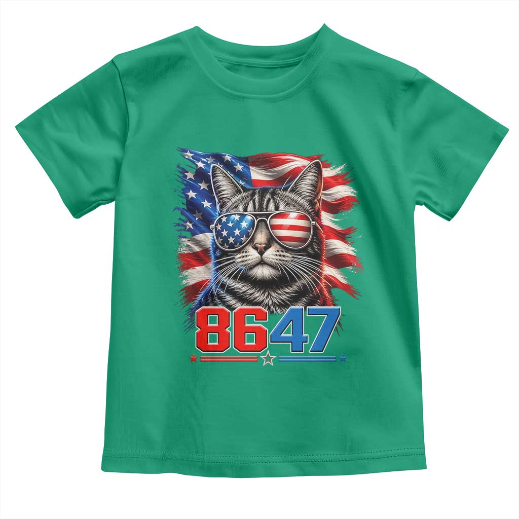 Cool 8647 Patriotic Cat Toddler T Shirt American Flag Sunglasses Tabby Cat Political Satire