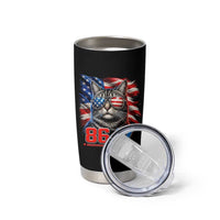 Cool 8647 Patriotic Cat Tumbler Cup American Flag Sunglasses Tabby Cat Political Satire