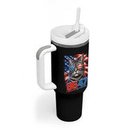 Cool 8647 Patriotic Cat Tumbler With Handle American Flag Sunglasses Tabby Cat Political Satire