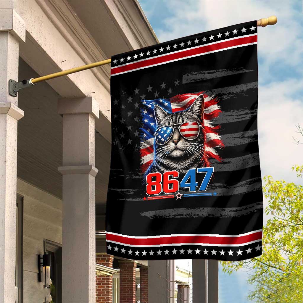 Cool 8647 Cat Patriotic Garden Flag American Flag Sunglasses Tabby Cat Political Satire