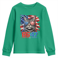 Cool 8647 Patriotic Cat Youth Sweatshirt American Flag Sunglasses Tabby Cat Political Satire