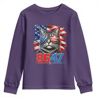Cool 8647 Patriotic Cat Youth Sweatshirt American Flag Sunglasses Tabby Cat Political Satire