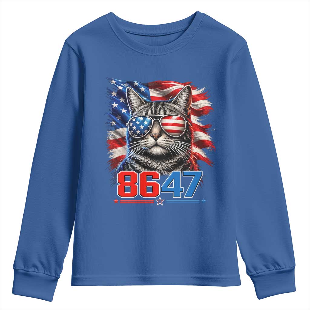 Cool 8647 Patriotic Cat Youth Sweatshirt American Flag Sunglasses Tabby Cat Political Satire