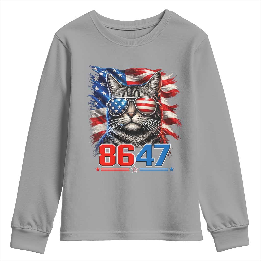 Cool 8647 Patriotic Cat Youth Sweatshirt American Flag Sunglasses Tabby Cat Political Satire