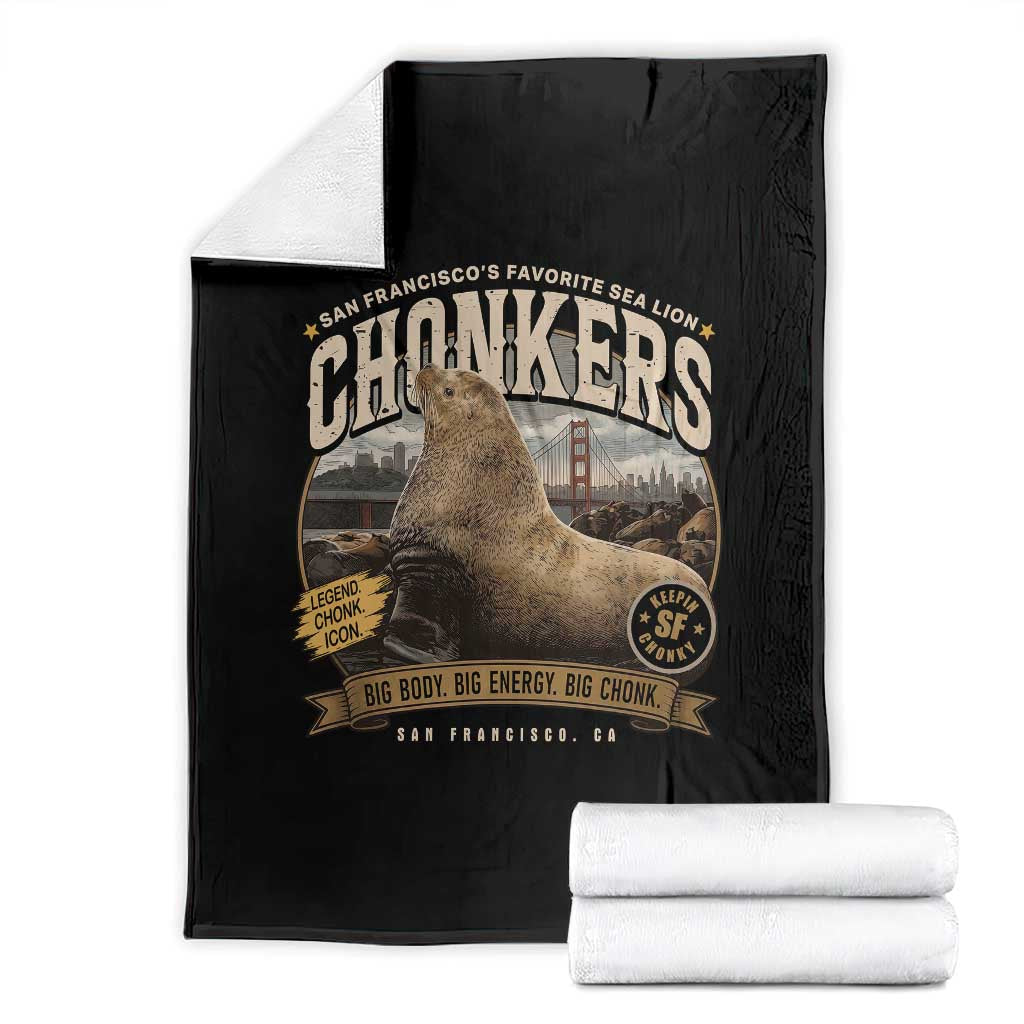 Viral Chonkers San Francisco Sea Lion Throw Blanket Retro Pier 39 Fisherman's Wharf Souvenir