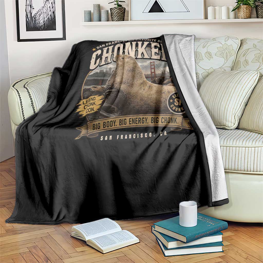 Viral Chonkers San Francisco Sea Lion Throw Blanket Retro Pier 39 Fisherman's Wharf Souvenir