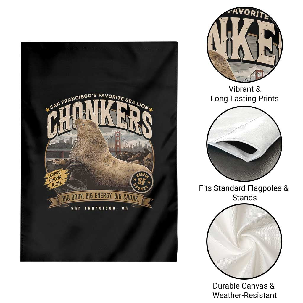 Viral Chonkers San Francisco Sea Lion Garden Flag Retro Pier 39 Fisherman's Wharf Souvenir
