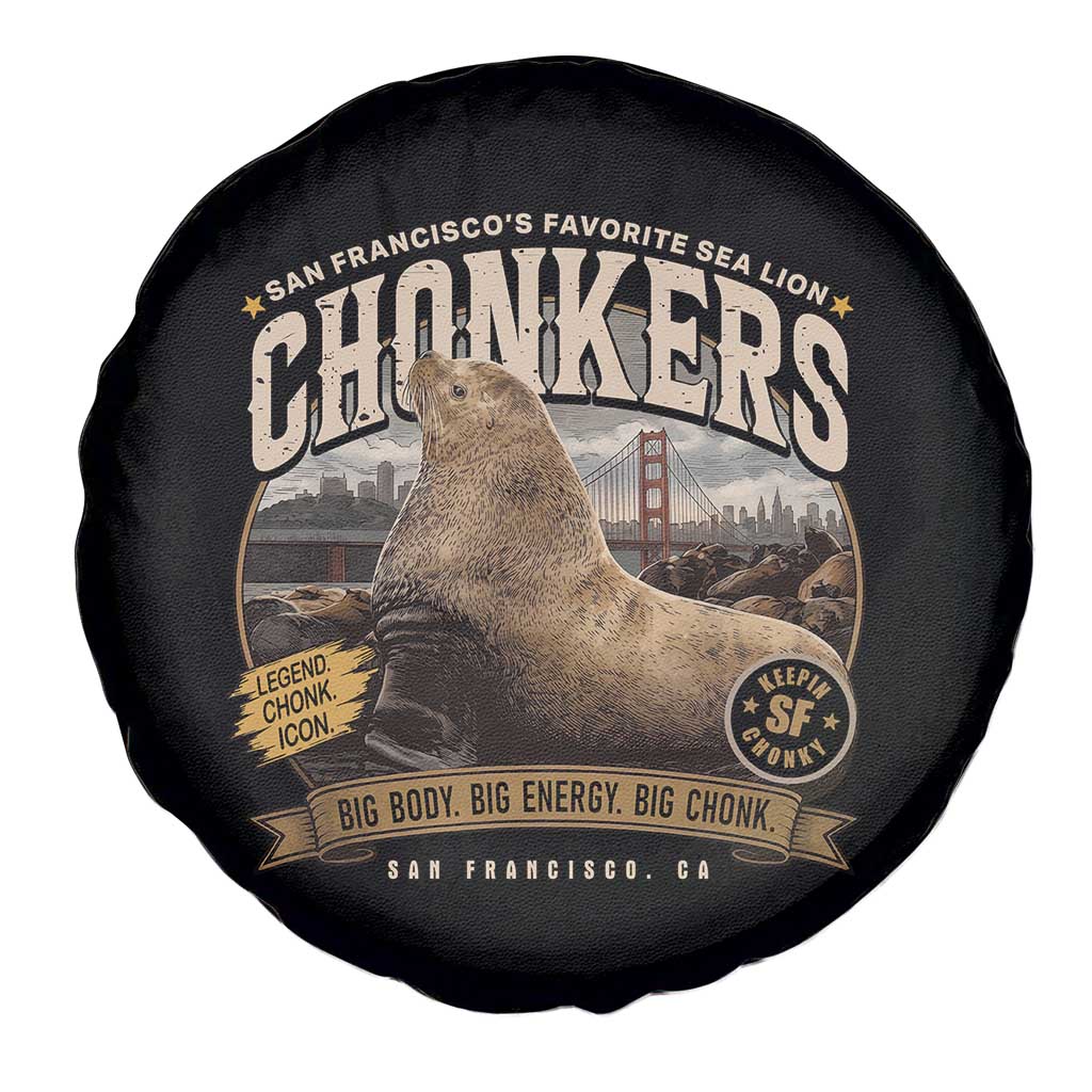 Viral Chonkers San Francisco Sea Lion Spare Tire Cover Retro Pier 39 Fisherman's Wharf Souvenir