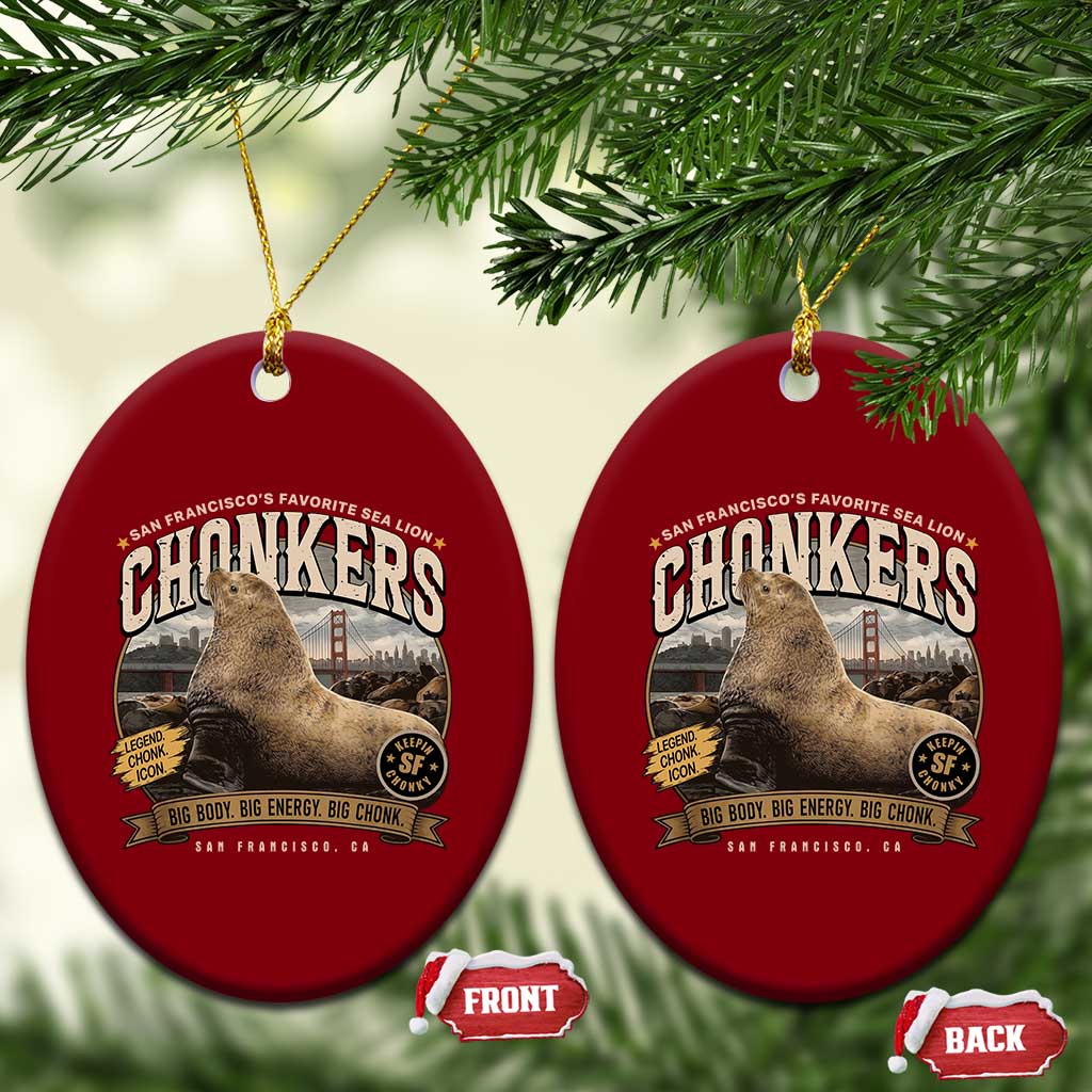 Viral Chonkers San Francisco Sea Lion Ceramic Ornament Retro Pier 39 Fisherman's Wharf Souvenir