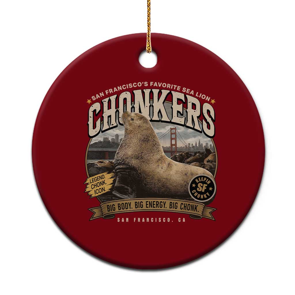 Viral Chonkers San Francisco Sea Lion Ceramic Ornament Retro Pier 39 Fisherman's Wharf Souvenir