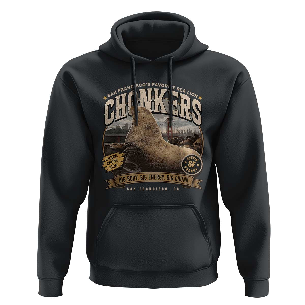Viral Chonkers San Francisco Sea Lion Hoodie Retro Pier 39 Fisherman's Wharf Souvenir
