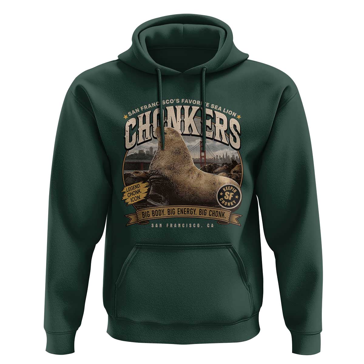 Viral Chonkers San Francisco Sea Lion Hoodie Retro Pier 39 Fisherman's Wharf Souvenir