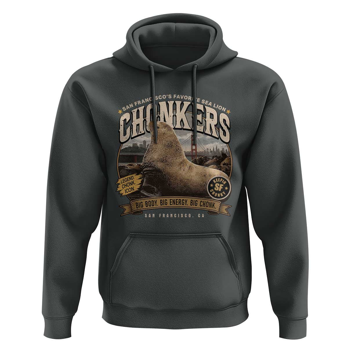 Viral Chonkers San Francisco Sea Lion Hoodie Retro Pier 39 Fisherman's Wharf Souvenir