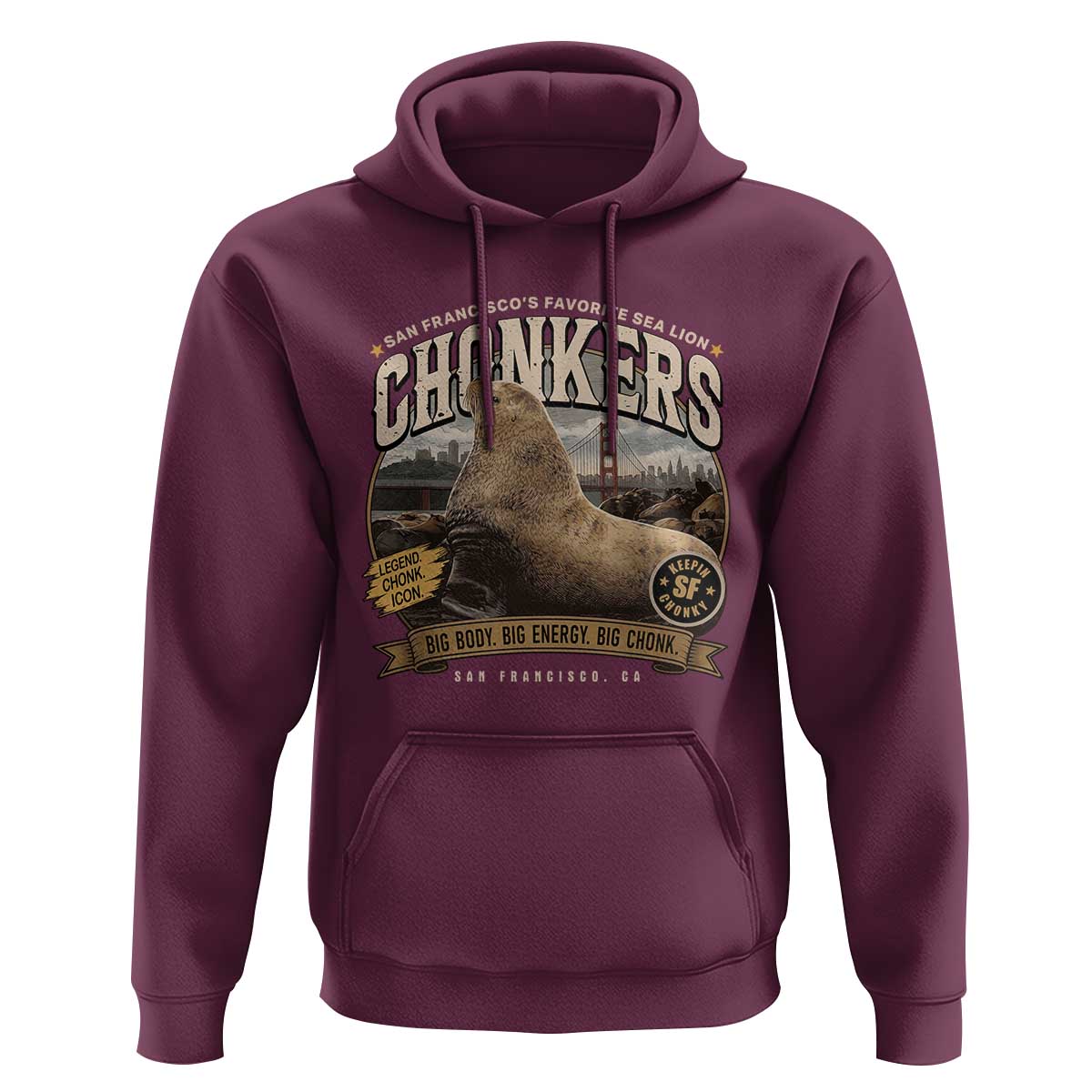 Viral Chonkers San Francisco Sea Lion Hoodie Retro Pier 39 Fisherman's Wharf Souvenir