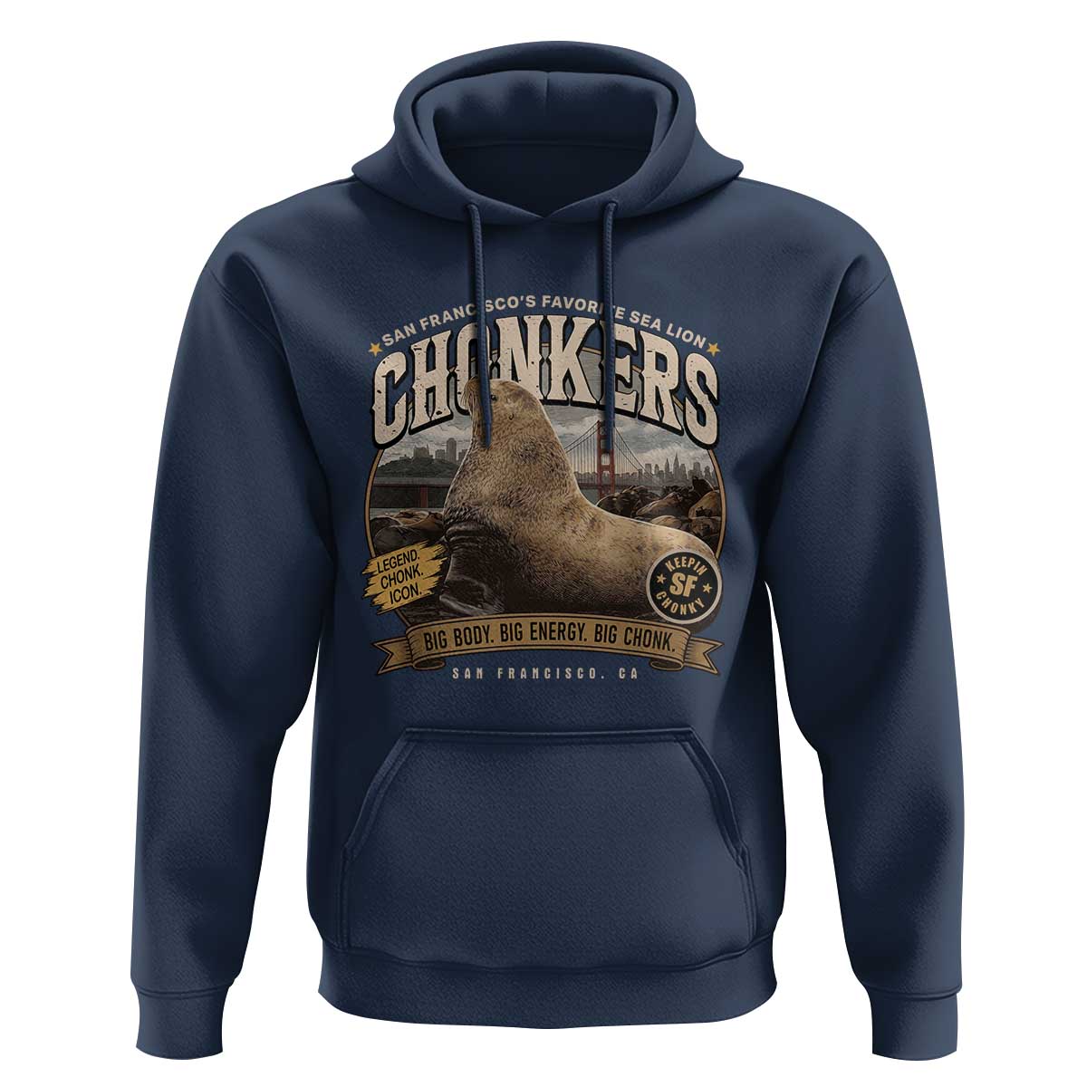 Viral Chonkers San Francisco Sea Lion Hoodie Retro Pier 39 Fisherman's Wharf Souvenir