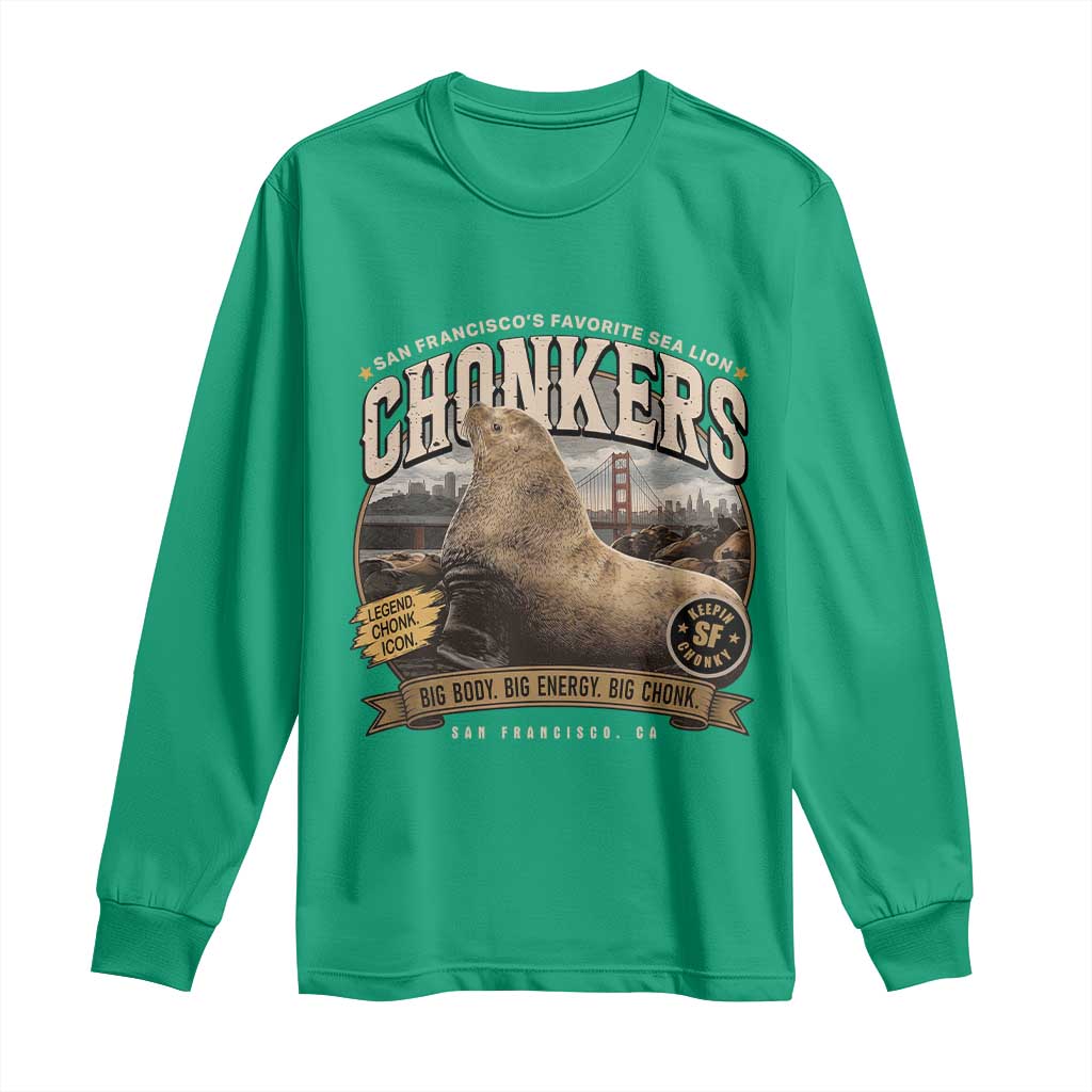 Viral Chonkers San Francisco Sea Lion Long Sleeve Shirt Retro Pier 39 Fisherman's Wharf Souvenir