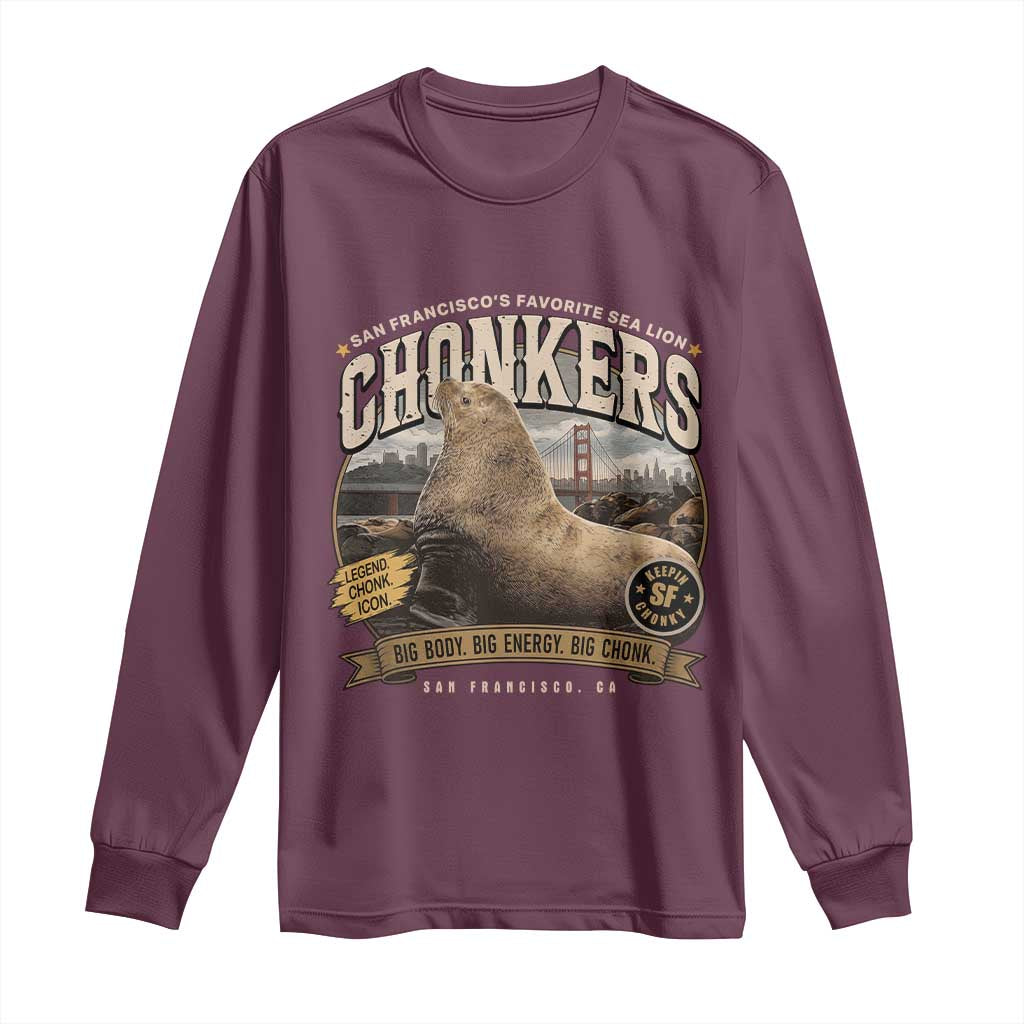 Viral Chonkers San Francisco Sea Lion Long Sleeve Shirt Retro Pier 39 Fisherman's Wharf Souvenir