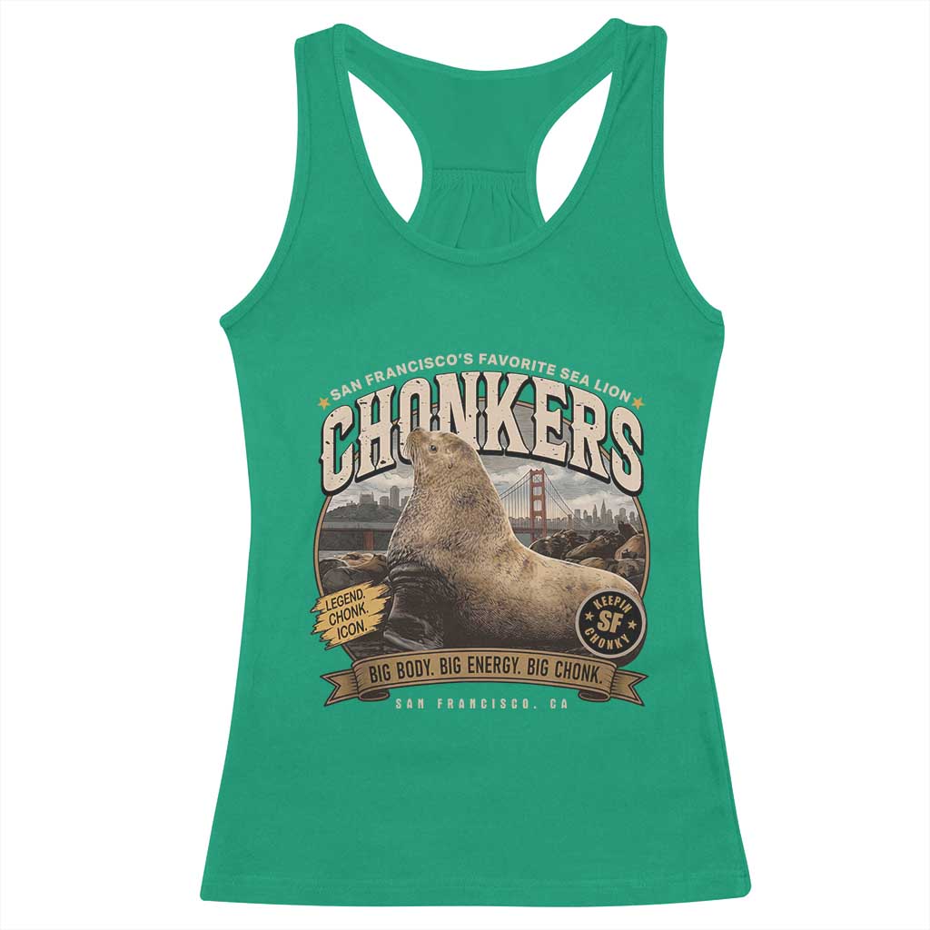 Viral Chonkers San Francisco Sea Lion Racerback Tank Top Retro Pier 39 Fisherman's Wharf Souvenir
