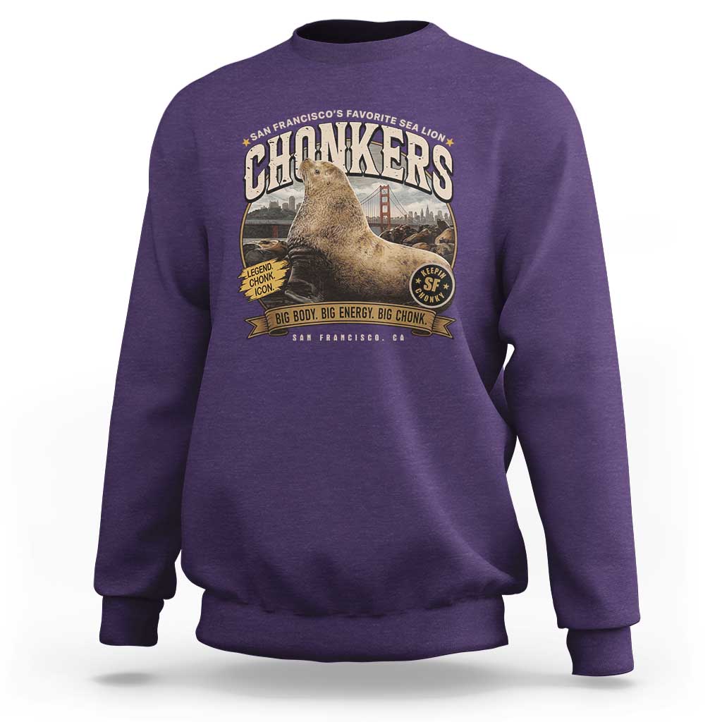 Viral Chonkers San Francisco Sea Lion Sweatshirt Retro Pier 39 Fisherman's Wharf Souvenir
