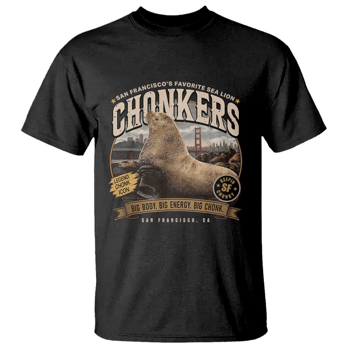 Viral Chonkers San Francisco Sea Lion T Shirt Retro Pier 39 Fisherman's Wharf Souvenir