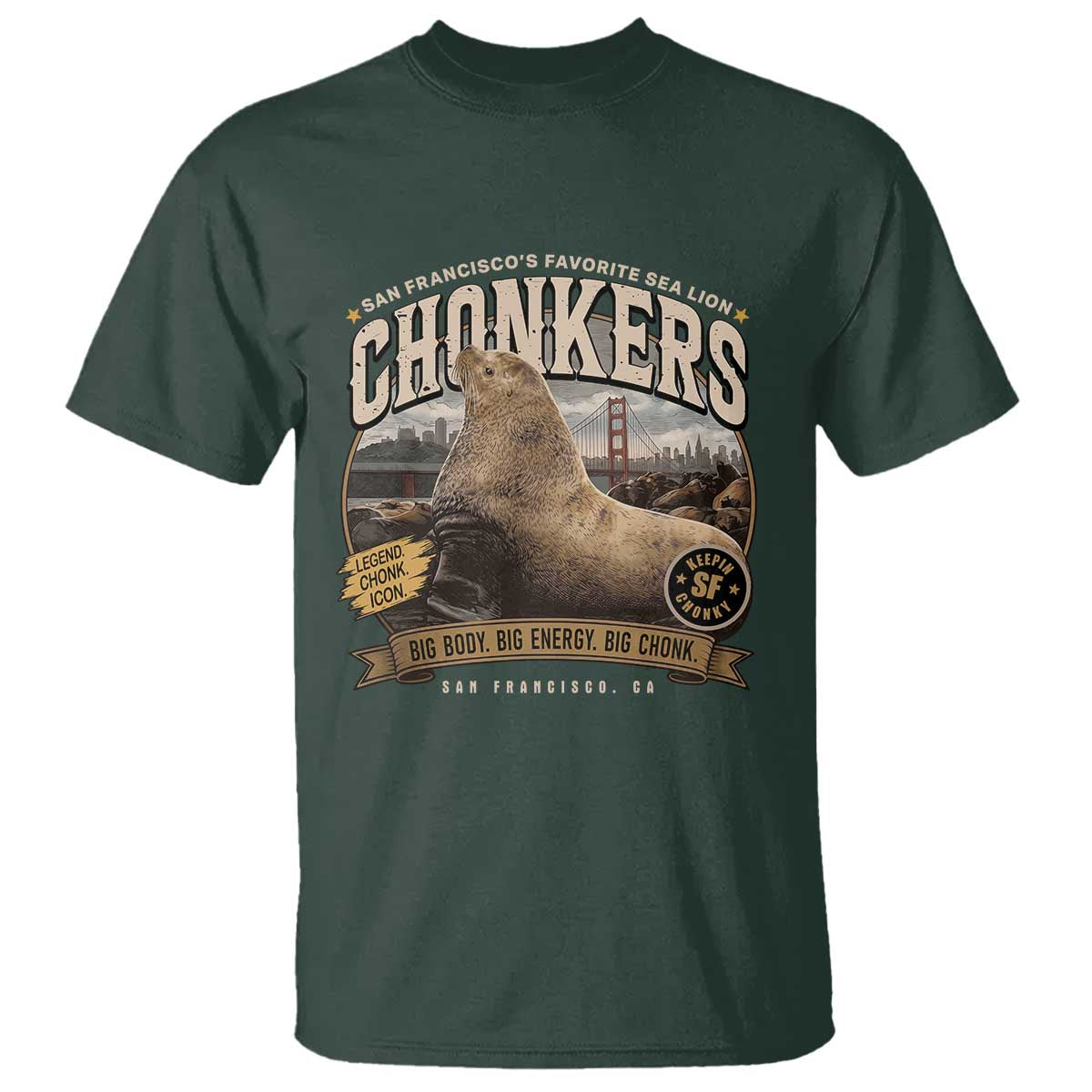 Viral Chonkers San Francisco Sea Lion T Shirt Retro Pier 39 Fisherman's Wharf Souvenir