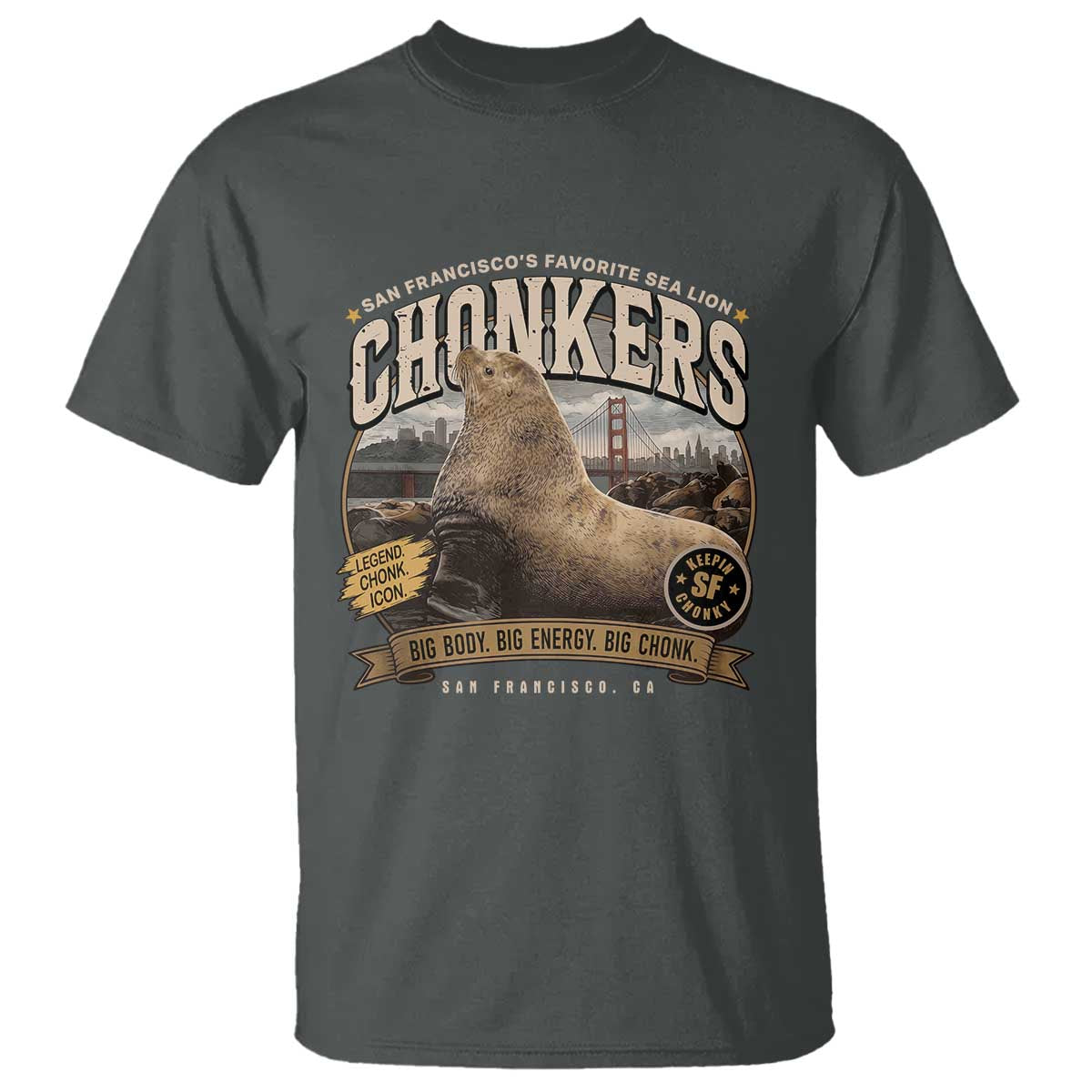 Viral Chonkers San Francisco Sea Lion T Shirt Retro Pier 39 Fisherman's Wharf Souvenir