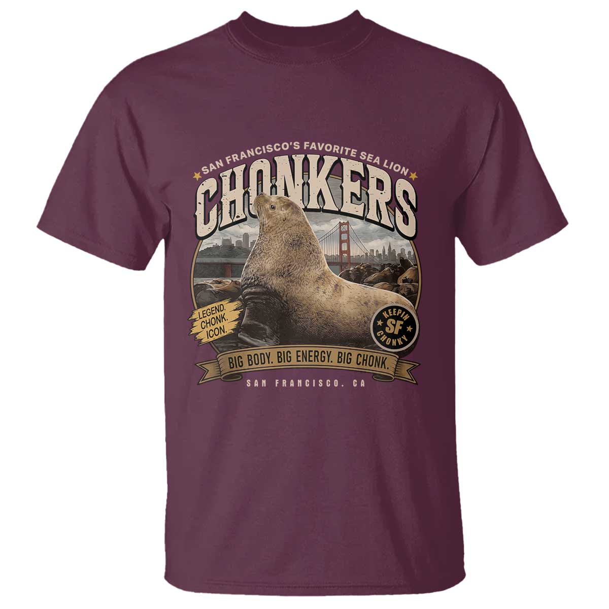 Viral Chonkers San Francisco Sea Lion T Shirt Retro Pier 39 Fisherman's Wharf Souvenir