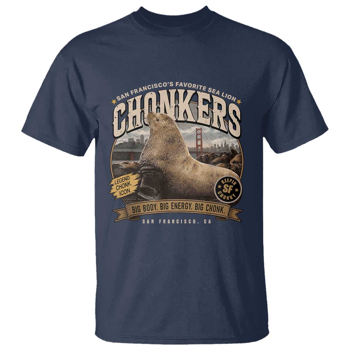 Viral Chonkers San Francisco Sea Lion T Shirt Retro Pier 39 Fisherman's Wharf Souvenir
