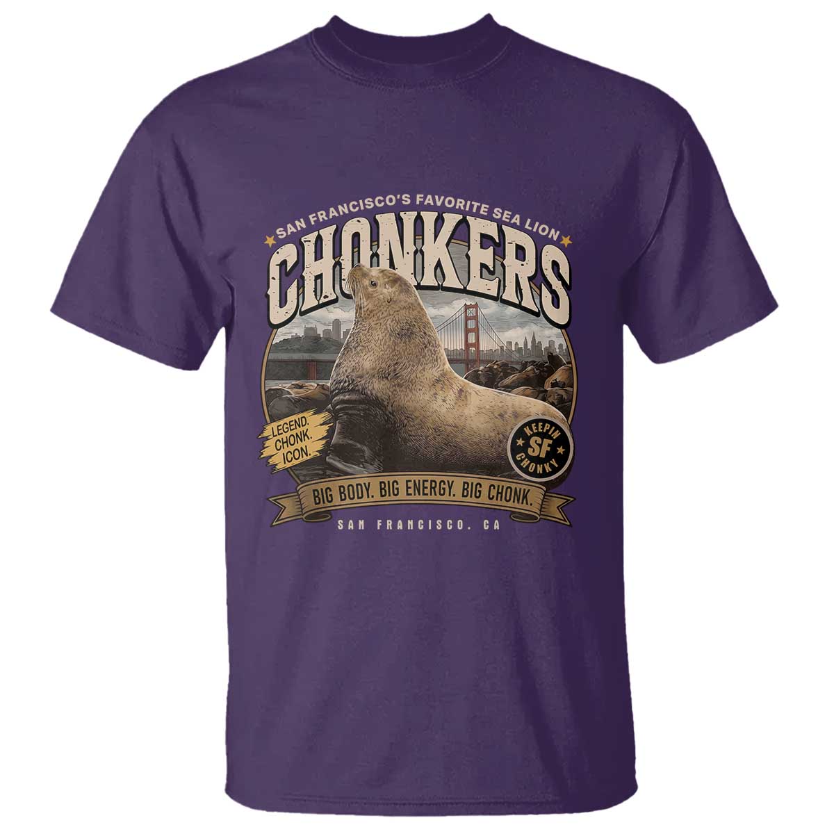 Viral Chonkers San Francisco Sea Lion T Shirt Retro Pier 39 Fisherman's Wharf Souvenir