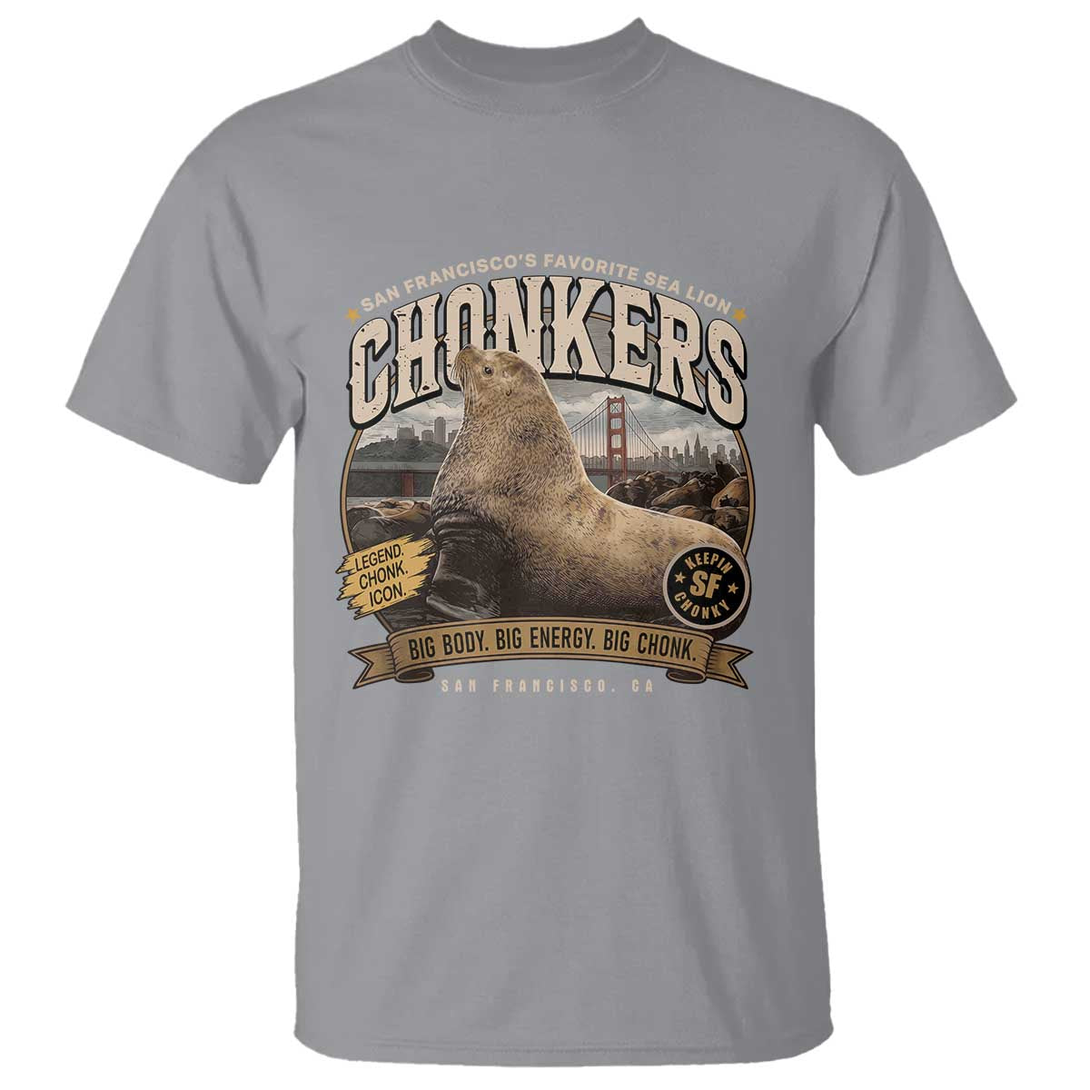 Viral Chonkers San Francisco Sea Lion T Shirt Retro Pier 39 Fisherman's Wharf Souvenir