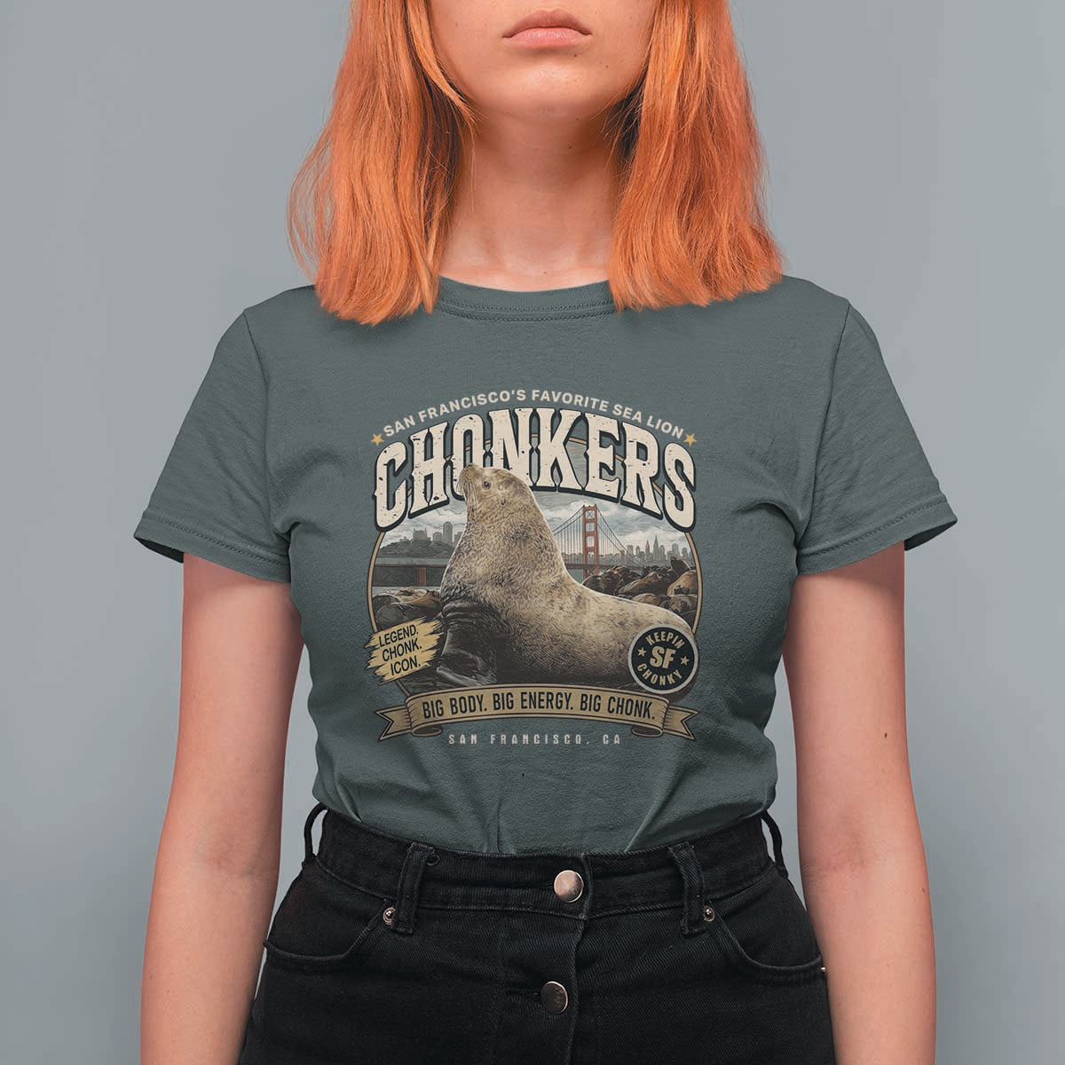Viral Chonkers San Francisco Sea Lion T Shirt For Women Retro Pier 39 Fisherman's Wharf Souvenir