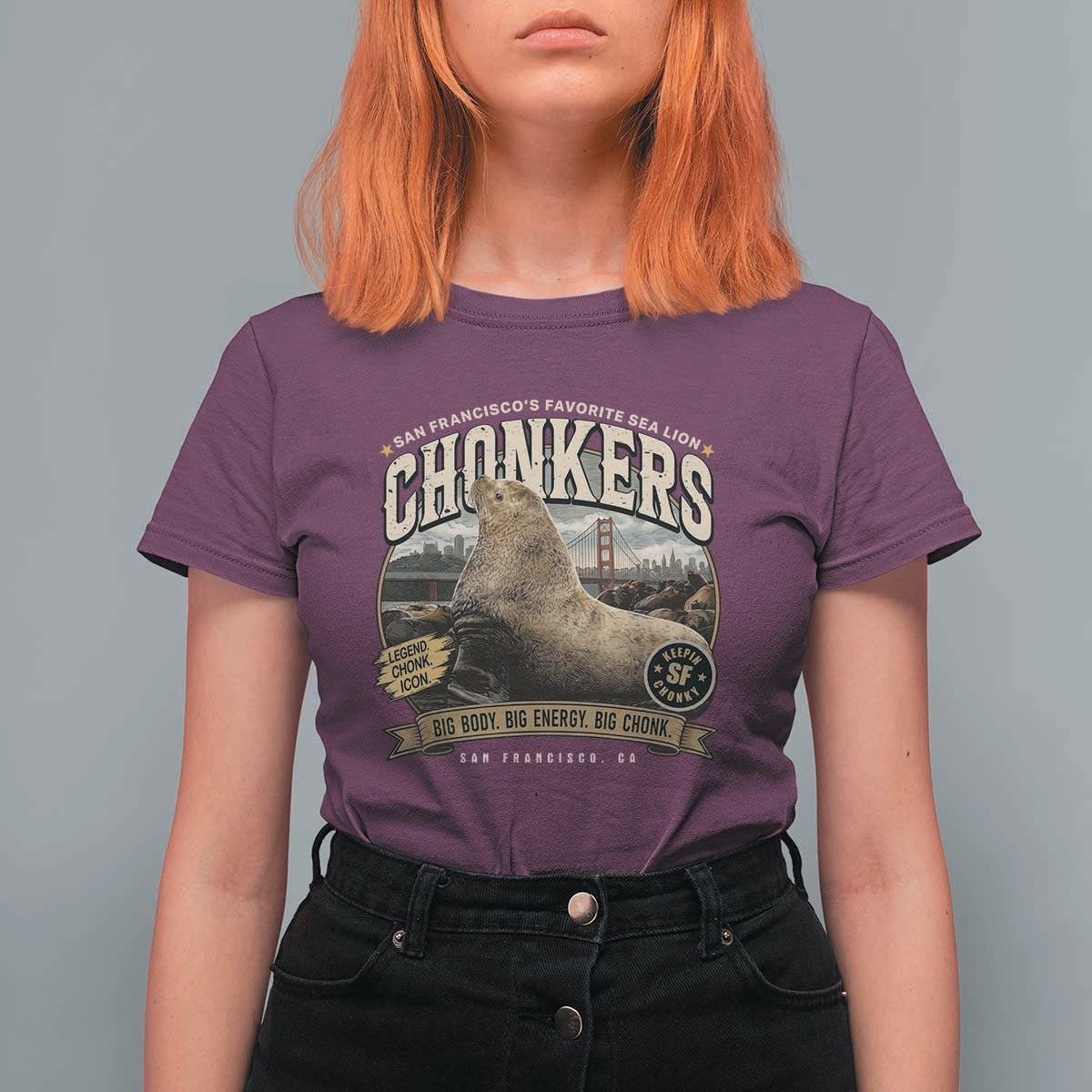 Viral Chonkers San Francisco Sea Lion T Shirt For Women Retro Pier 39 Fisherman's Wharf Souvenir