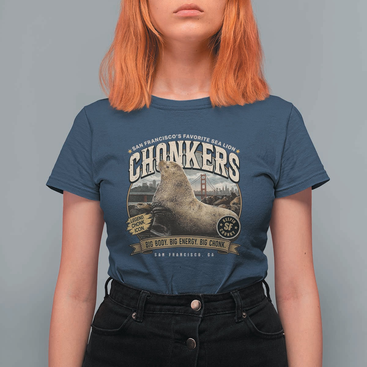 Viral Chonkers San Francisco Sea Lion T Shirt For Women Retro Pier 39 Fisherman's Wharf Souvenir