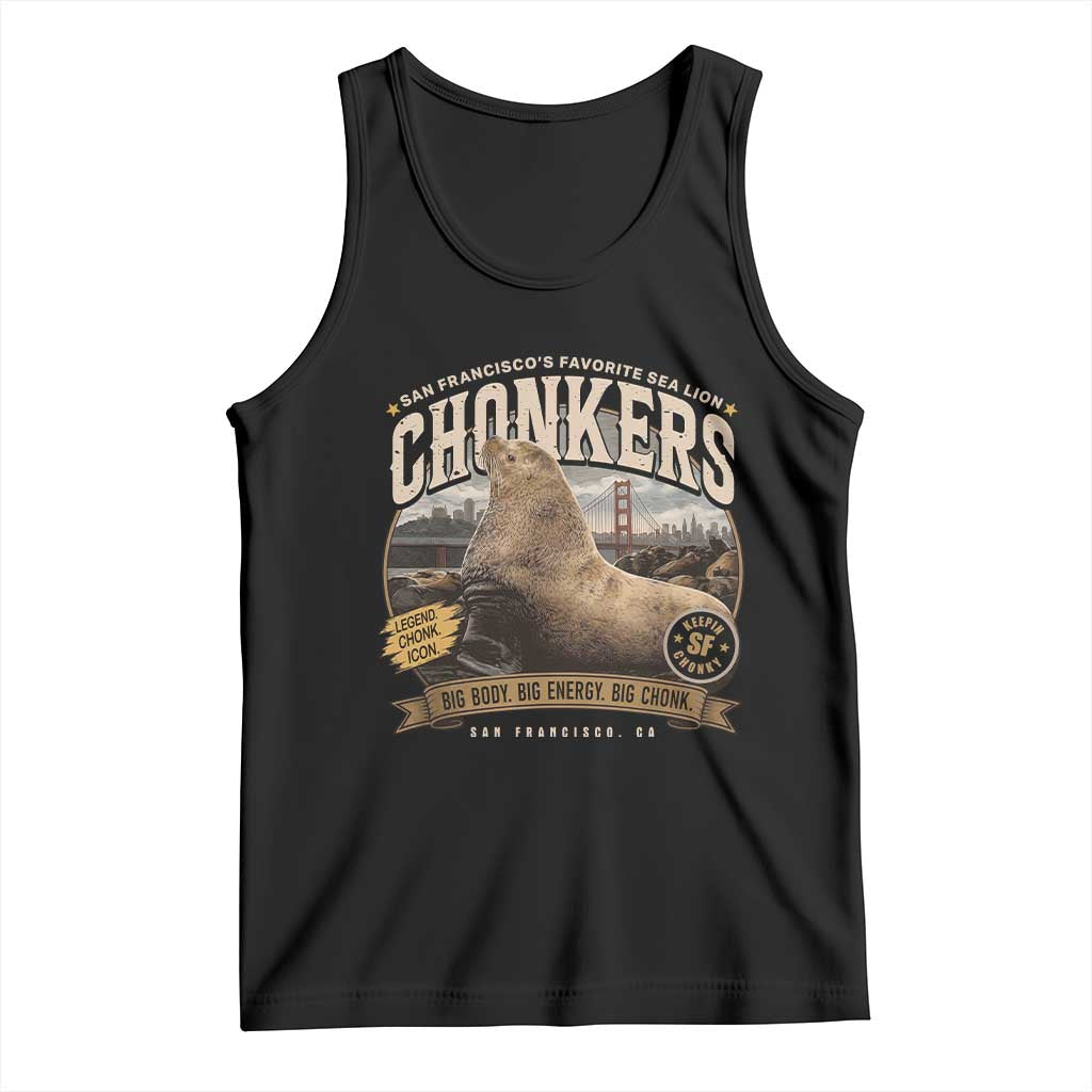 Viral Chonkers San Francisco Sea Lion Tank Top Retro Pier 39 Fisherman's Wharf Souvenir