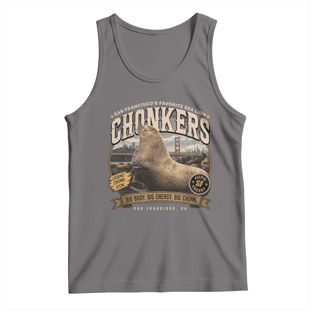 Viral Chonkers San Francisco Sea Lion Tank Top Retro Pier 39 Fisherman's Wharf Souvenir