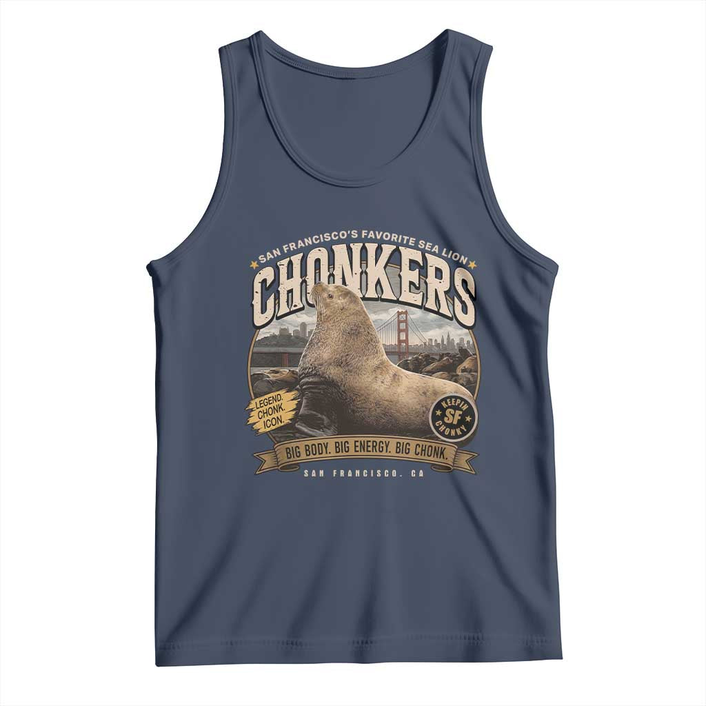 Viral Chonkers San Francisco Sea Lion Tank Top Retro Pier 39 Fisherman's Wharf Souvenir