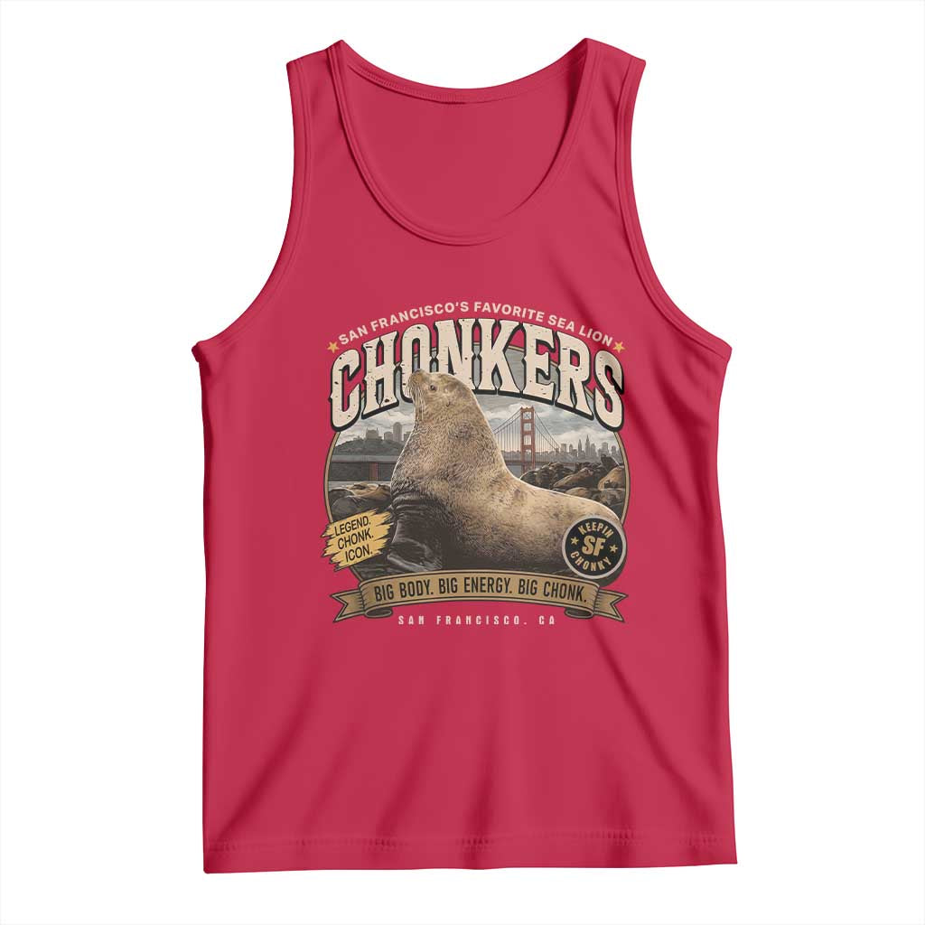 Viral Chonkers San Francisco Sea Lion Tank Top Retro Pier 39 Fisherman's Wharf Souvenir
