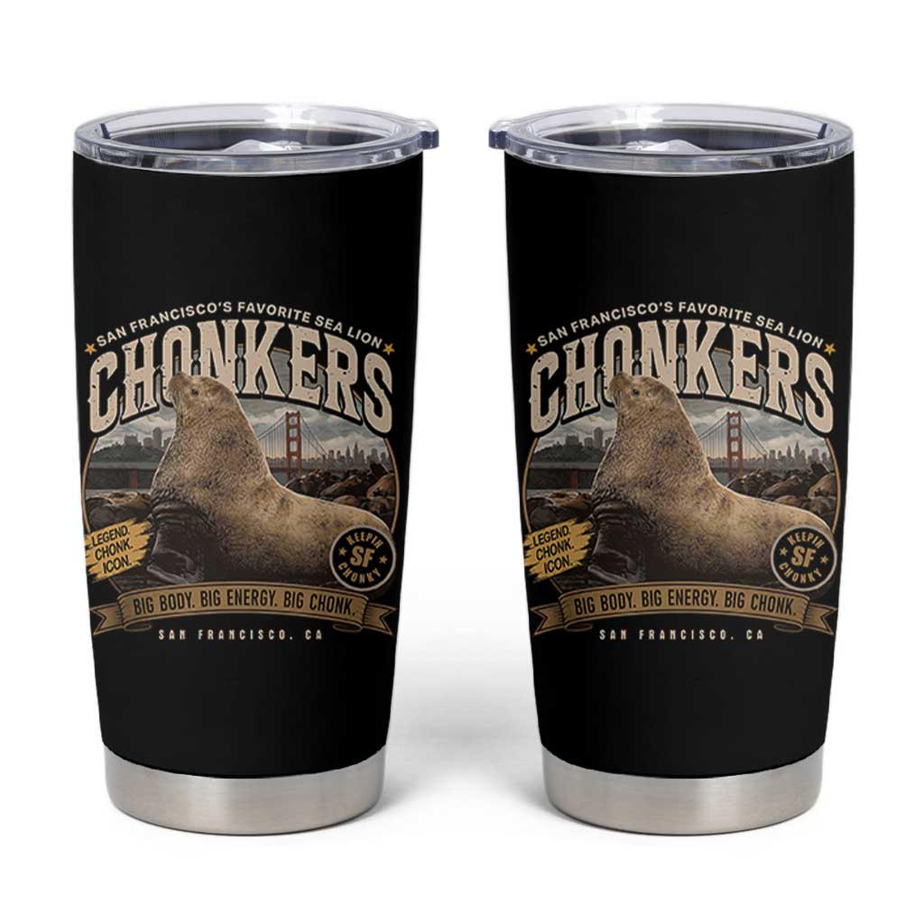 Viral Chonkers San Francisco Sea Lion Tumbler Cup Retro Pier 39 Fisherman's Wharf Souvenir