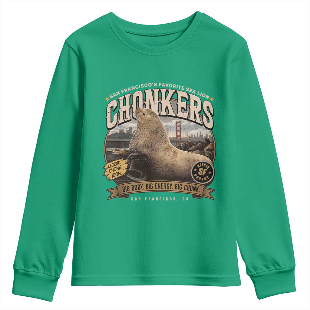 Viral Chonkers San Francisco Sea Lion Youth Sweatshirt Retro Pier 39 Fisherman's Wharf Souvenir