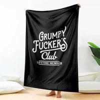 Grumpy Fucker's Club Lifetime Member Throw Blanket Funny Distressed Sarcastic Adult Humor Slogan Typography