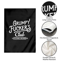 Grumpy Fucker's Club Lifetime Member Garden Flag Funny Distressed Sarcastic Adult Humor Slogan Typography
