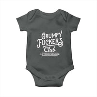 Grumpy Fucker's Club Lifetime Member Baby Onesie Funny Distressed Sarcastic Adult Humor Slogan Typography