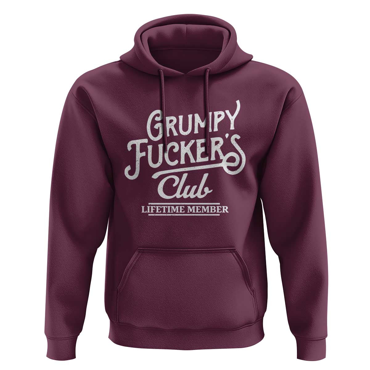 Grumpy Fucker's Club Lifetime Member Hoodie Funny Distressed Sarcastic Adult Humor Slogan Typography