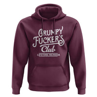 Grumpy Fucker's Club Lifetime Member Hoodie Funny Distressed Sarcastic Adult Humor Slogan Typography