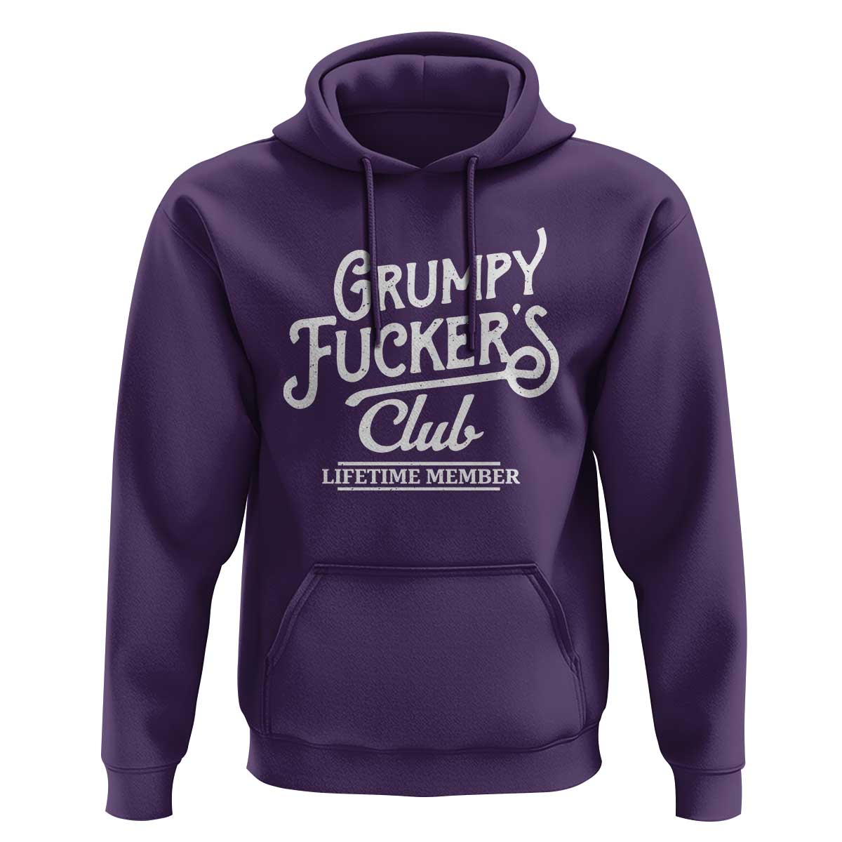 Grumpy Fucker's Club Lifetime Member Hoodie Funny Distressed Sarcastic Adult Humor Slogan Typography