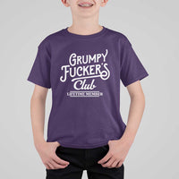 Grumpy Fucker's Club Lifetime Member T Shirt For Kid Funny Distressed Sarcastic Adult Humor Slogan Typography