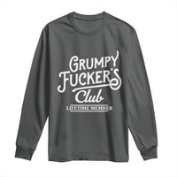 Grumpy Fucker's Club Lifetime Member Long Sleeve Shirt Funny Distressed Sarcastic Adult Humor Slogan Typography