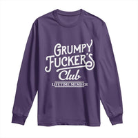 Grumpy Fucker's Club Lifetime Member Long Sleeve Shirt Funny Distressed Sarcastic Adult Humor Slogan Typography