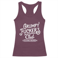Grumpy Fucker's Club Lifetime Member Racerback Tank Top Funny Distressed Sarcastic Adult Humor Slogan Typography
